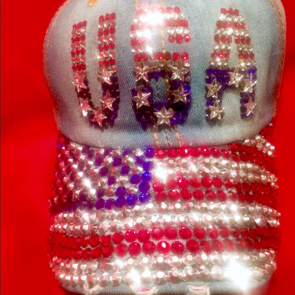 NEW🔥Rhinestone USA cap
